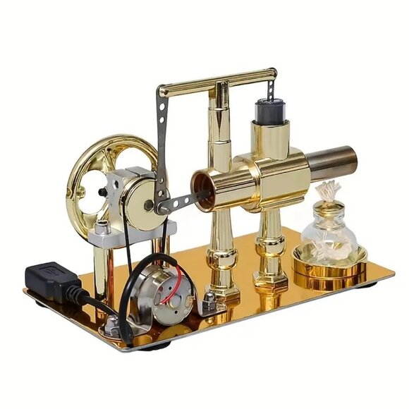 Stirling Engine Engine Generator Kit - Single Cylinder Stainless Steel.